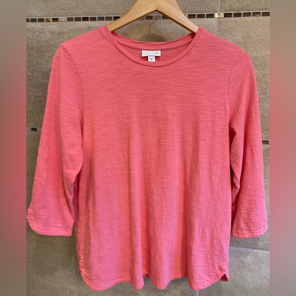 J Jill 3/4 sleeve top, pink, size Med